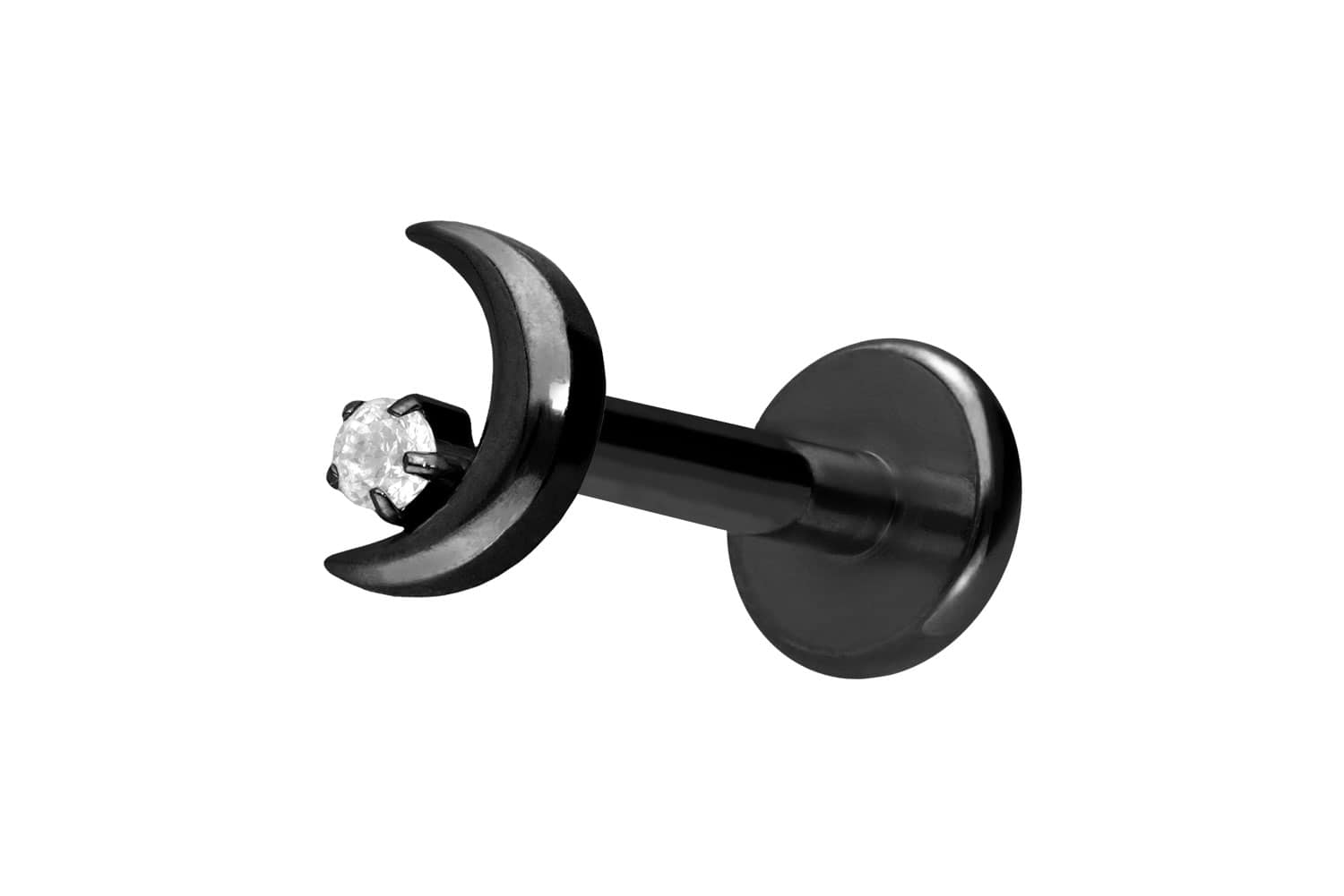 Titan Labret Piercing mit Innengewinde MOND + KRISTALL